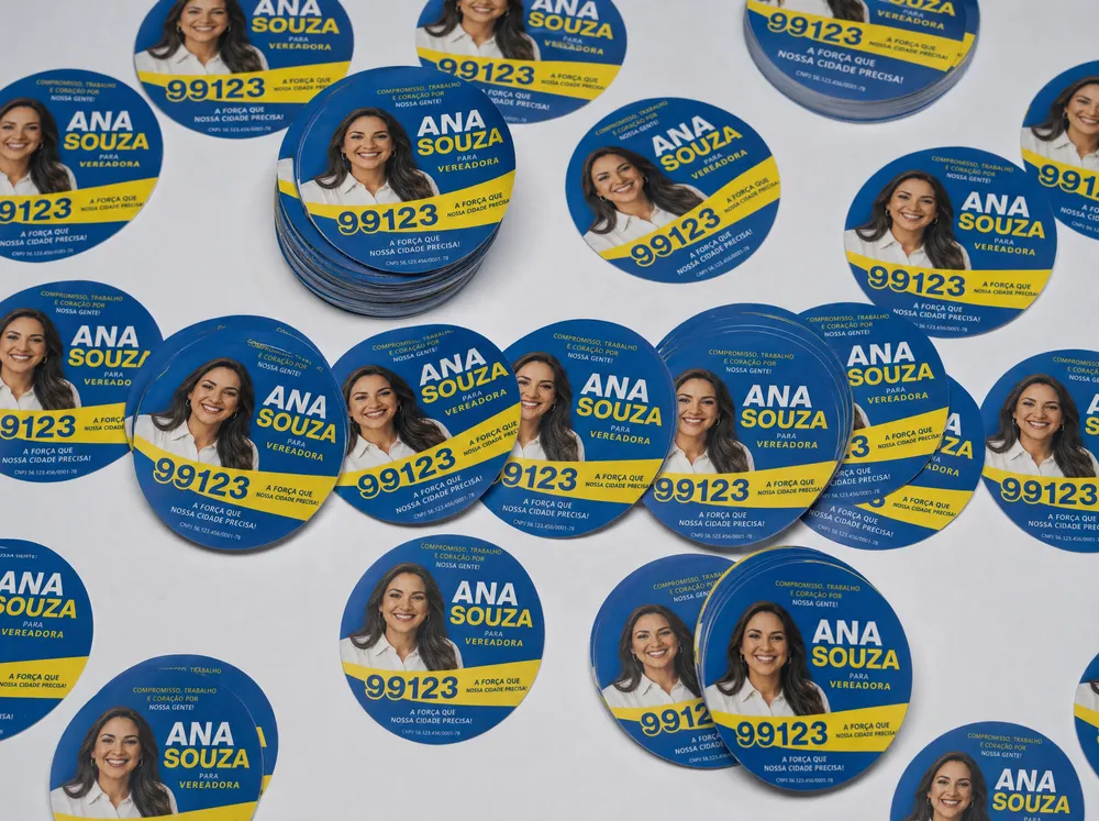 Praguinhas adesivas com candidata fictícia